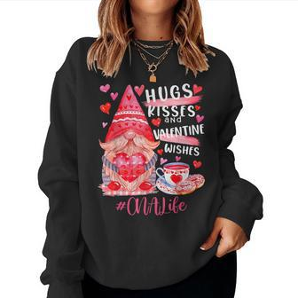 Cute Gnome Cna Life Nurse Hugs Kisses Valentines Day V2 Women Crewneck Graphic Sweatshirt - Seseable