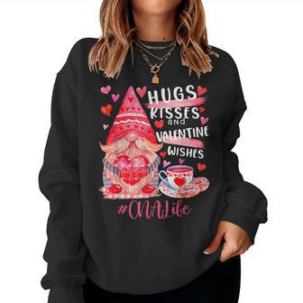Cute Gnome Cna Life Nurse Hugs Kisses Valentines Day Women Crewneck Graphic Sweatshirt - Seseable