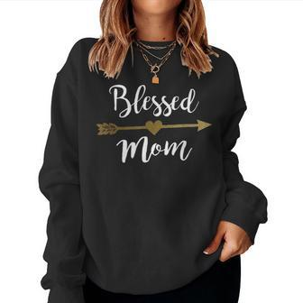 Cute Gold Arrows Blessed Mom Clothes Thanksgiving Gifts Women Crewneck Graphic Sweatshirt - Seseable