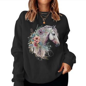 Cute Horse Women Boho Girl Horse Riding Cowgirl Rodeo Women Sweatshirt | Mazezy