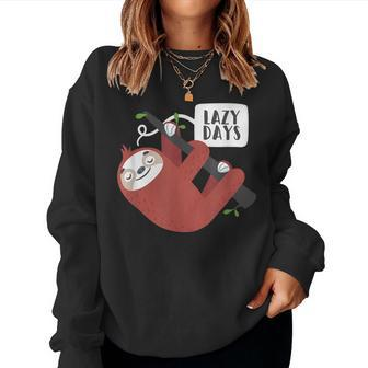 Cute Lazy Day Sloth Hanging On A Tree For Sloth Lovers Women Sweatshirt | Mazezy