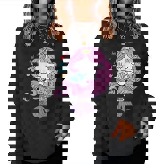 Cute Mermaid Princess Playing Music Seashell For Kids Women Women Sweatshirt | Mazezy