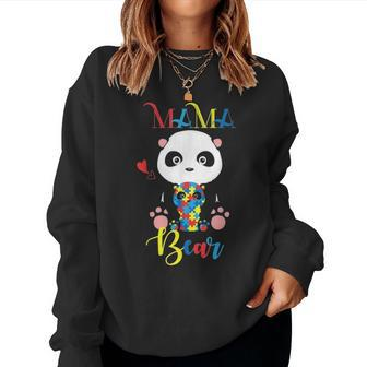 Cute Panda Bear Lovers Mama Bear Autism Mother Puzzle Baby Women Crewneck Graphic Sweatshirt - Seseable