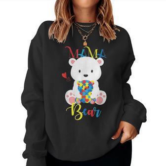 Cute Polar Bear Lovers Mama Bear Autism Mother Puzzle Baby Women Crewneck Graphic Sweatshirt - Seseable