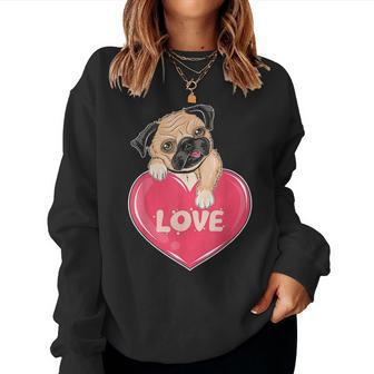 Cute Pug Gift Puppy Dog Lover Ladies Pugs Mom Girls Kids Women Crewneck Graphic Sweatshirt - Seseable