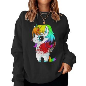 Cute Sweet But Psycho Humor Wife Mom Gift Horror Goth Punk Women Crewneck Graphic Sweatshirt - Seseable