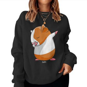 Dabbing Guinea Pig Dad Funny Guinea Pig Mom Novelty Themed Women Crewneck Graphic Sweatshirt - Seseable