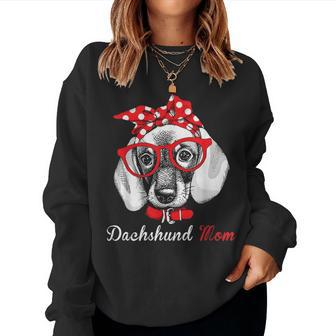 Dachshund Mom For Doxie Wiener Lovers Mothers Day Gift Women Crewneck Graphic Sweatshirt - Seseable