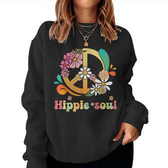 Daisy Peace Sign Hippie Soul Flower Lovers Women Sweatshirt | Mazezy