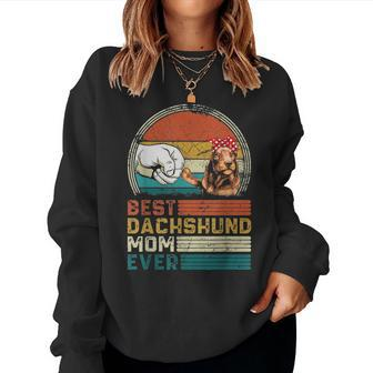 Distressed Best Dachshund Mom Ever Mothers Day Gift Women Crewneck Graphic Sweatshirt - Seseable