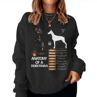 Doberman Dog Anatomy Mom Grandma Men Women Kids Gift Women Crewneck Graphic Sweatshirt - Seseable