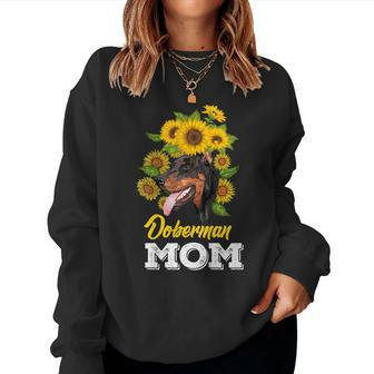 Doberman Mom Sunflower Doberman Women Sweatshirt | Mazezy