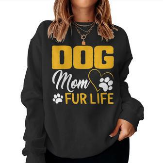 Dog Mom Fur Life Mothers Day Pet Owner Gift Wife Cute Women Women Crewneck Graphic Sweatshirt - Seseable