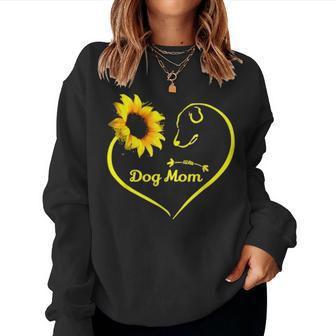 Dog Mom Sunflower V2 Women Crewneck Graphic Sweatshirt - Seseable
