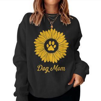 Dog Mom Sunflower V3 Women Crewneck Graphic Sweatshirt - Seseable
