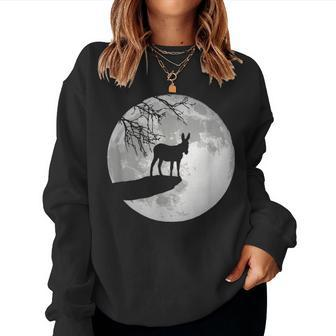 Donkey Silhouette Moon Burro Muli Mule Mom And Dad Gift Women Crewneck Graphic Sweatshirt - Seseable