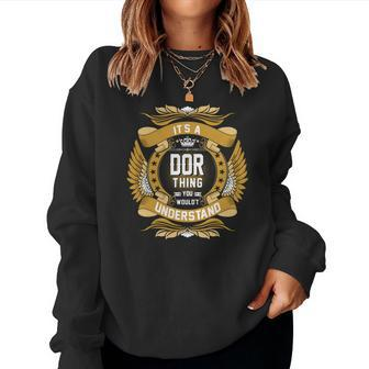 Dor Name Dor Family Name Crest V2 Women Crewneck Graphic Sweatshirt - Seseable