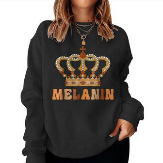 Drippin Melanin For Women Pride Groovy Black History Month Women Crewneck Graphic Sweatshirt - Seseable