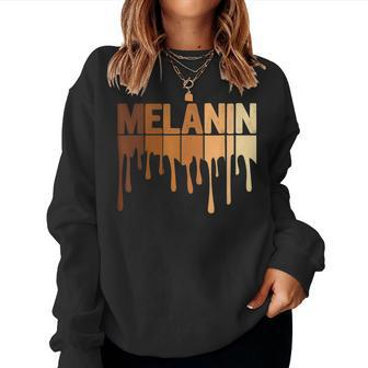 Drippin Melanin Women Pride Black History Month African Women Crewneck Graphic Sweatshirt - Seseable