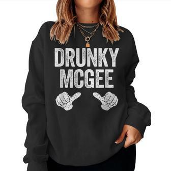 Drunky Mcgee St Patricks Day Couple Women Crewneck Graphic Sweatshirt - Seseable
