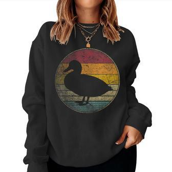 Duck Bird Nature Vintage Distressed Retro Style Farm Farmer Women Crewneck Graphic Sweatshirt - Seseable