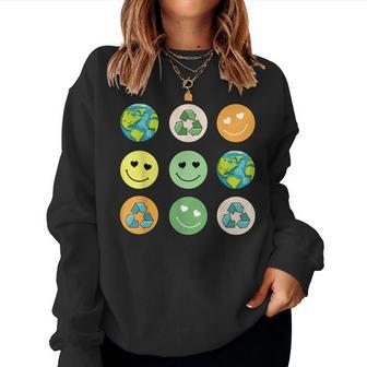 Earth Day Teacher Environment Day Recycle Earth Day Women Crewneck Graphic Sweatshirt - Thegiftio UK