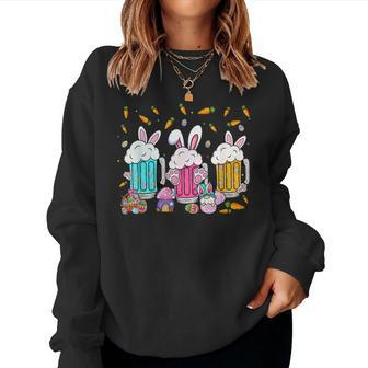 Easter Beer Glasses Bunny Ears Alcohol Drinking Party Women Sweatshirt | Mazezy UK
