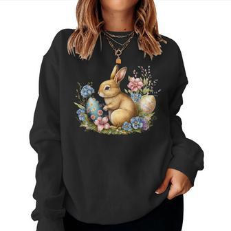 Easter Bunny Cute Rabbit Flower Graphic Kids Girls Women Sweatshirt | Mazezy