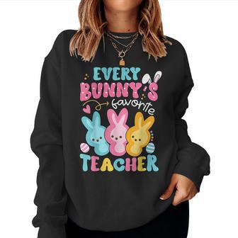 Easter Teacher Every Bunnys Favorite Teacher Colorful Women Sweatshirt | Mazezy