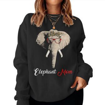 Elephant Mom Funny Hanging With Bandana Mama Gift Women Crewneck Graphic Sweatshirt - Seseable