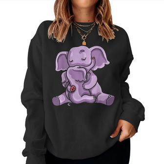 Elephant Mom Mommy Day Baby Family Women Cute Women Crewneck Graphic Sweatshirt - Seseable