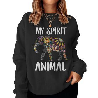 Elephant My Spirit Animal Love R Dad Mom Boy Girl Funny Women Crewneck Graphic Sweatshirt - Seseable