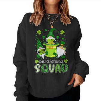 Emergency Nurse Squad Nursing St Patrick Day Gnomes Women Crewneck Graphic Sweatshirt - Thegiftio