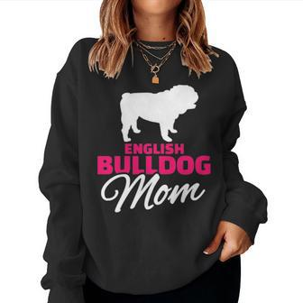 English Bulldog Mom V2 Women Crewneck Graphic Sweatshirt - Seseable