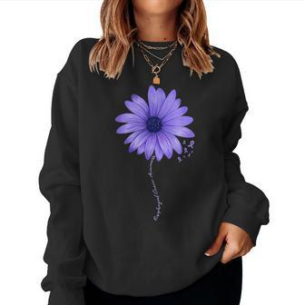 Esophageal Cancer Awareness Sunflower Periwinkle Ribbon Women Sweatshirt | Mazezy