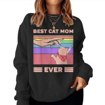 Ever Bump Fit Mothers Day Gift Women Vintage Best Cat Mom Women Crewneck Graphic Sweatshirt - Seseable