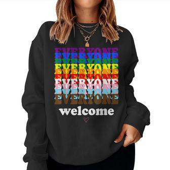Everyone Is Welcome Here Pride Month Lgbtq Rainbow Gay Pride Women Crewneck Graphic Sweatshirt - Seseable