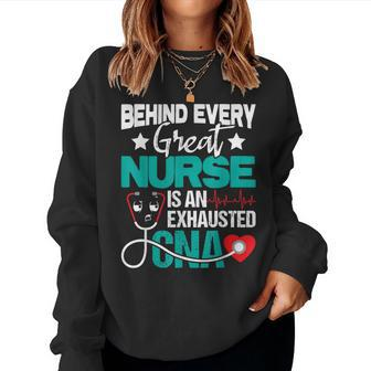 Exhausted Cna - Nurse Certified Nursing Assistant Healthcare Women Sweatshirt | Mazezy