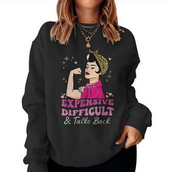 Expensive Difficult And Talks Back Messy Bun Women Apparel Women Crewneck Graphic Sweatshirt - Thegiftio UK