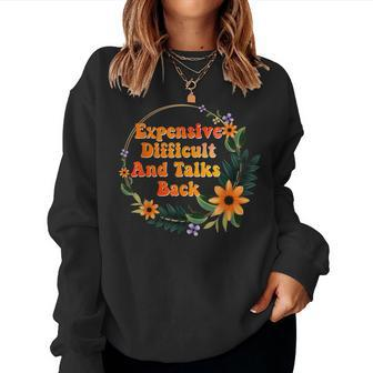 Expensive Difficult And Talks Back Mom Life Mothers Day Women Crewneck Graphic Sweatshirt - Thegiftio UK