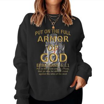 Faith Jesus Religious Ephesians 6 11 Put Full Armor Of God Women Sweatshirt | Mazezy