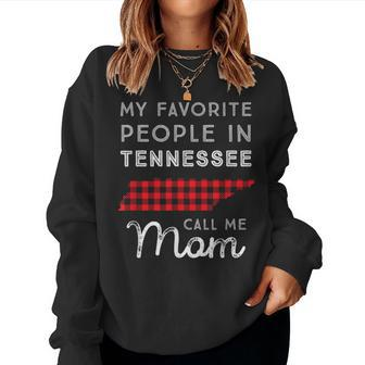 Family Matching Mom Mother Gift Red Buffalo Plaid Tennessee Women Crewneck Graphic Sweatshirt - Seseable