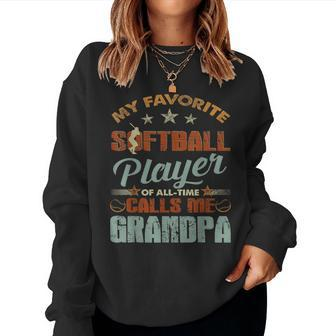 My Favorite Softball Player Call Me Grandpa Christmas Women Sweatshirt | Mazezy