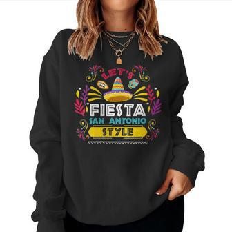 Womens Lets Fiesta San Antonio Style Party Cinco De Mayo Fiesta Women Sweatshirt | Mazezy