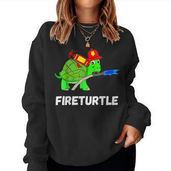 Fire Fighter Sea Turtle Tortoise Firefighter Fireman Women Crewneck Graphic Sweatshirt - Seseable