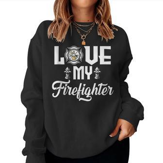 Fire Fighter Women Wife Of The Firefighter Women Crewneck Graphic Sweatshirt - Seseable