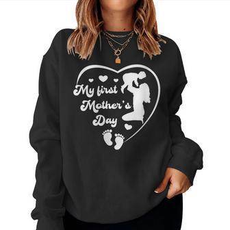 Womens My First - 1St - Cute New Mom Women Sweatshirt | Mazezy
