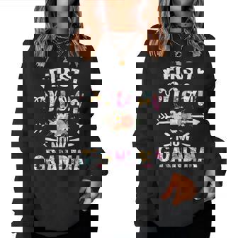 First Mom Now Grandma New Grandma Mothers Day V2 Women Crewneck Graphic Sweatshirt | Seseable UK