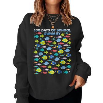 Fish 100 Days Of School Shirt Fisher Teacher Boy Girl Women Sweatshirt | Mazezy