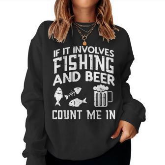 Fishing And Beer Funny Fisherman Dad Fathers Day Men Gift Women Crewneck Graphic Sweatshirt - Seseable